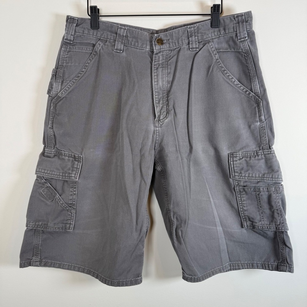 Carhartt Men's Cargo Utility Work Shorts Size 34 Gray 100% Cotton Classic Basic
